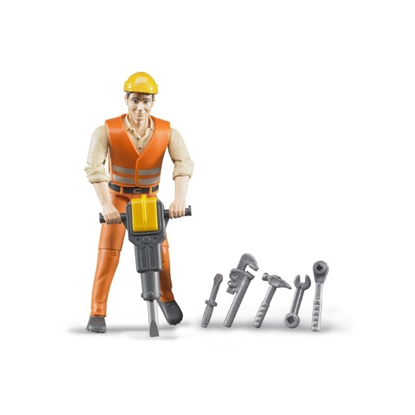 Figurine ouvrier avec accessoires de chantier