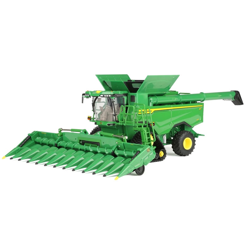 ERTL Prestige - John Deere S7 900 maaidorser op rupsen met maïskolvenplukker en graanmaaibord